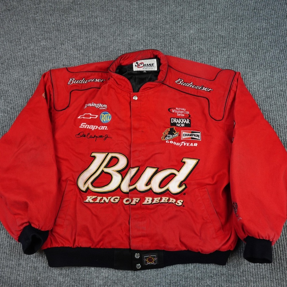Dale Earnhardt Jr Jacket Mens 2XL Red NASCAR Racing Budweiser Chase Authentics